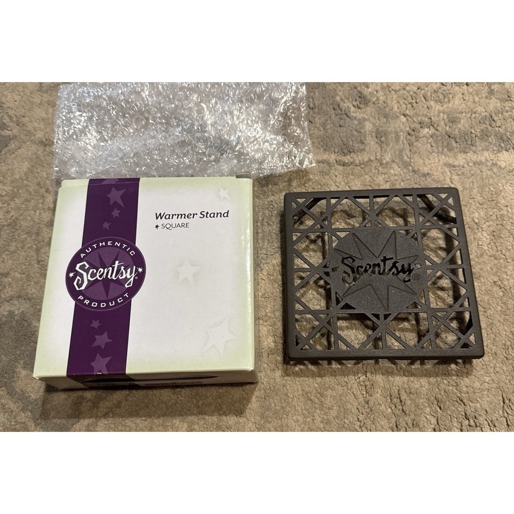 New Scentsy "Home" Warmer Stand Round‎ Brown Metal Rustic